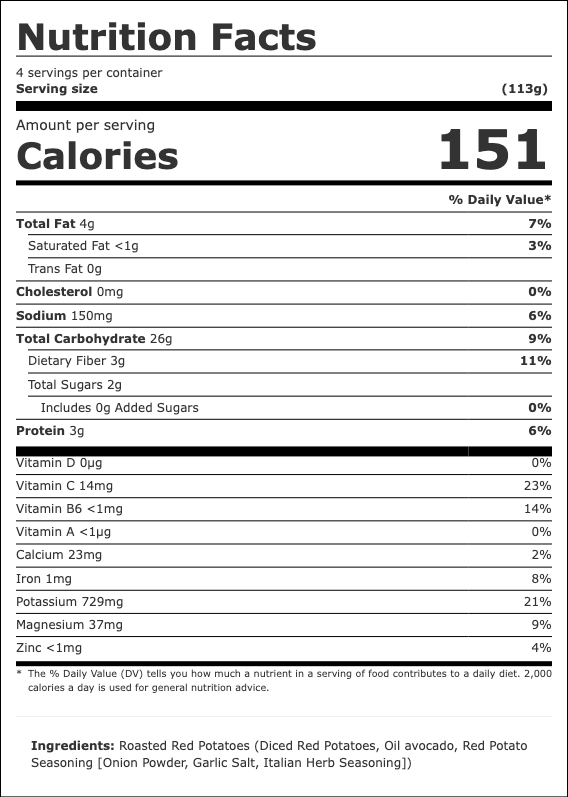 Nutrition in Red Potatoes