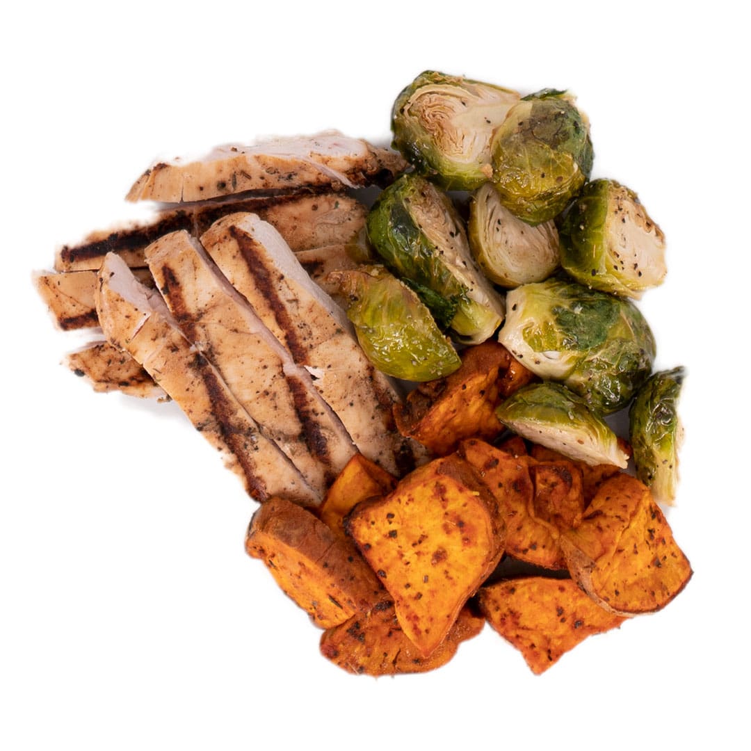 Grilled Chicken, Sweet Potatoes & Brussel Sprouts