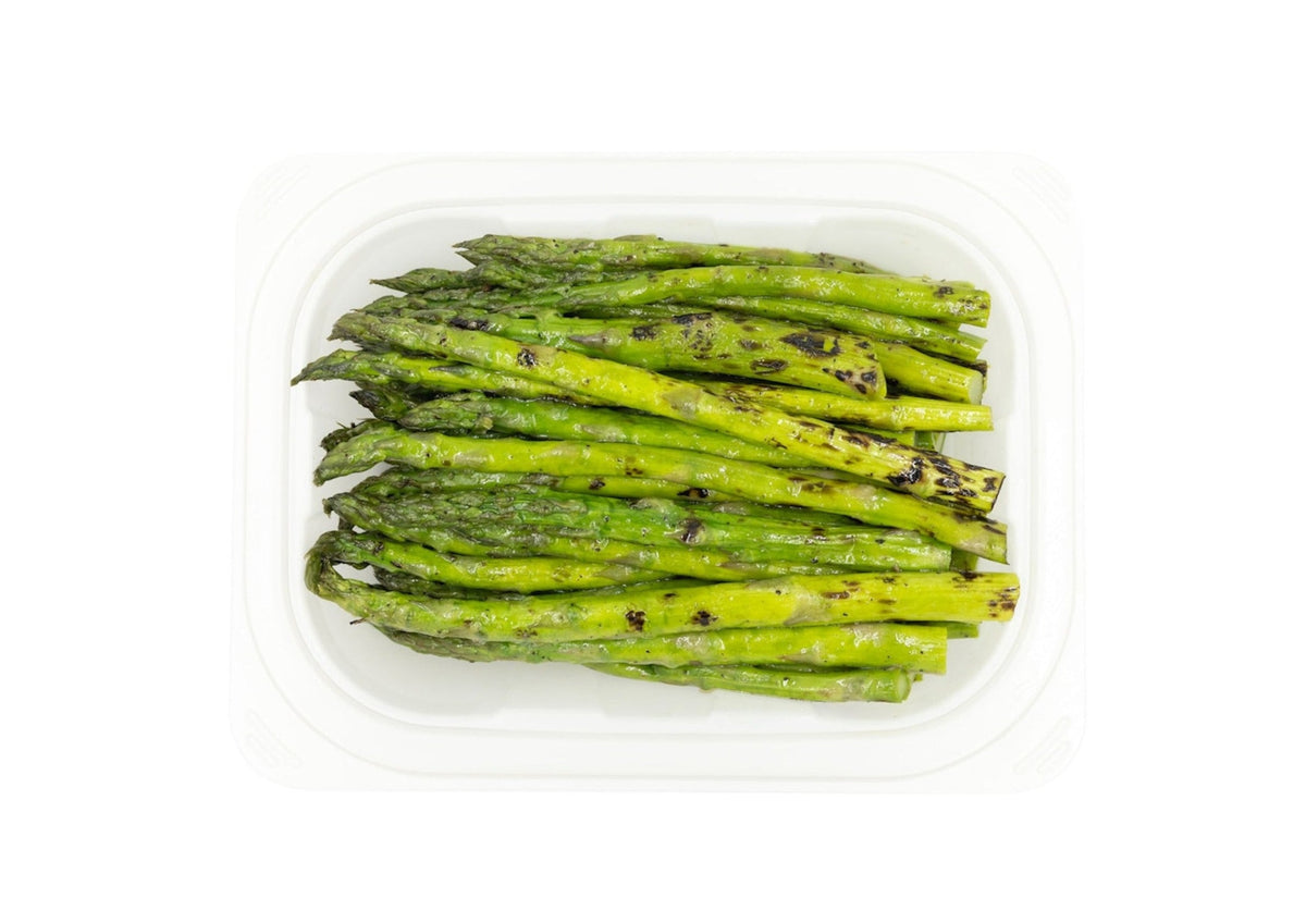 Top view bulk grilled asparagus